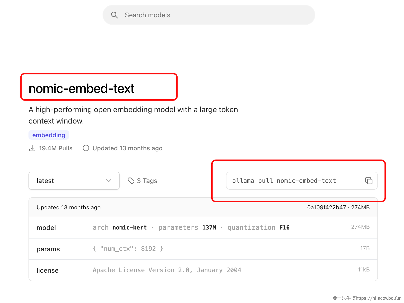 nomic-embed-text 模型信息